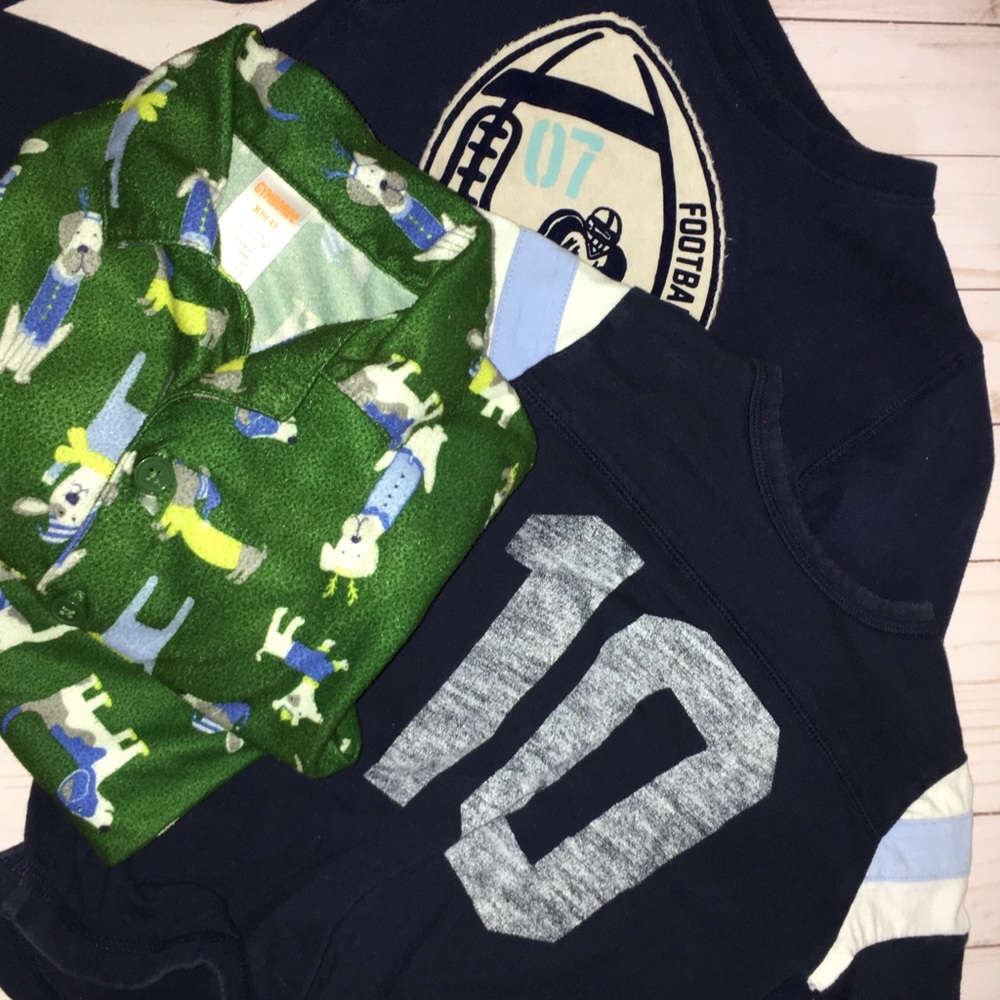 Gymboree Boys 4T Clothing Set Long Sleeve shirt Football and Green Dog pjs